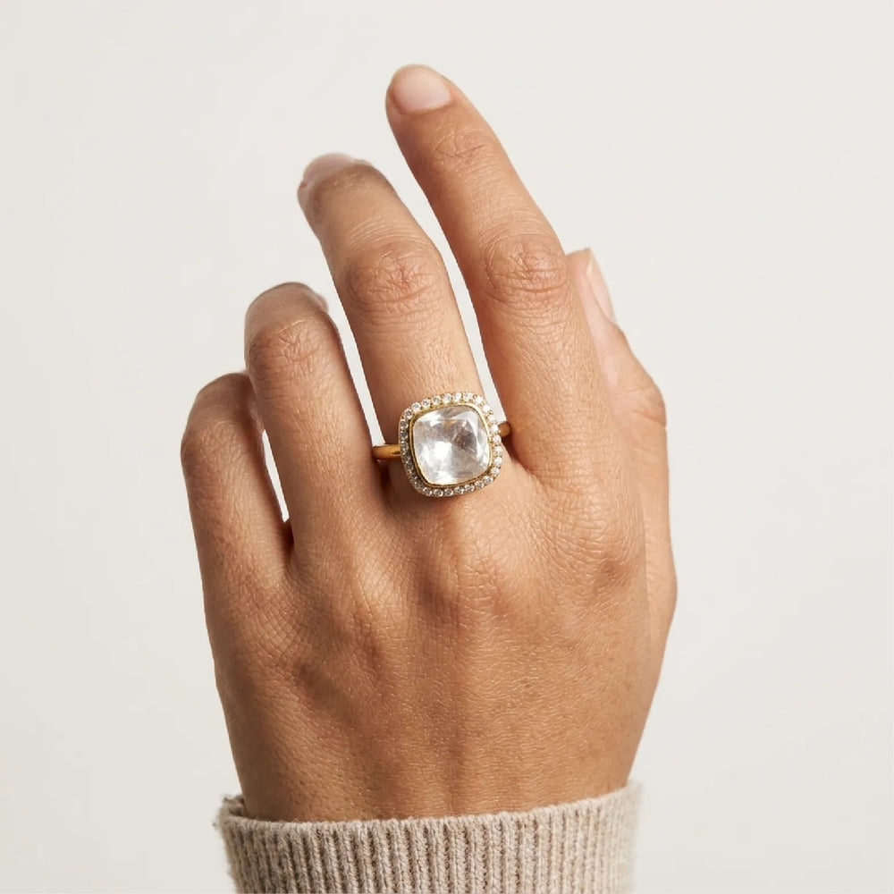 Aurora Crystal Halo Ring