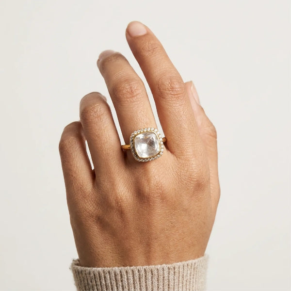 Aurora Crystal Halo Ring
