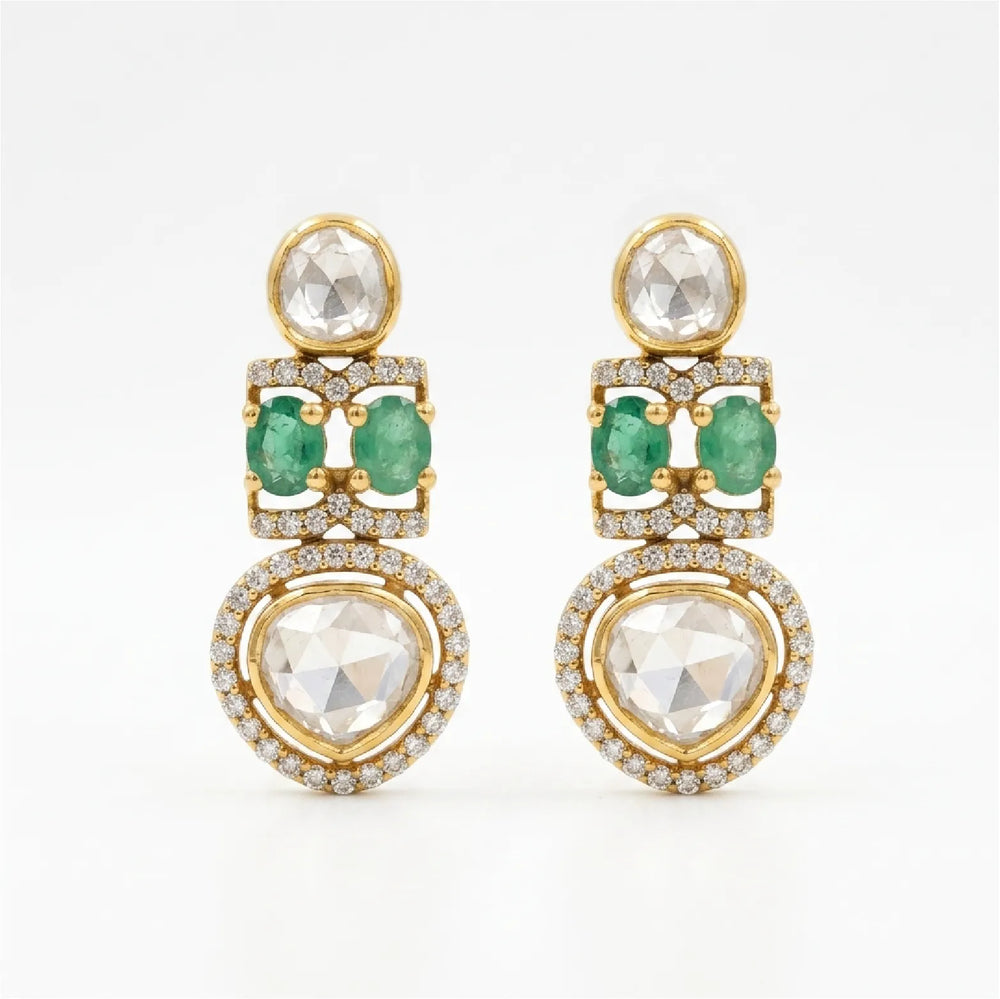 Emerald Halo Drop Earrings