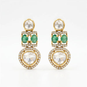 Emerald Halo Drop Earrings