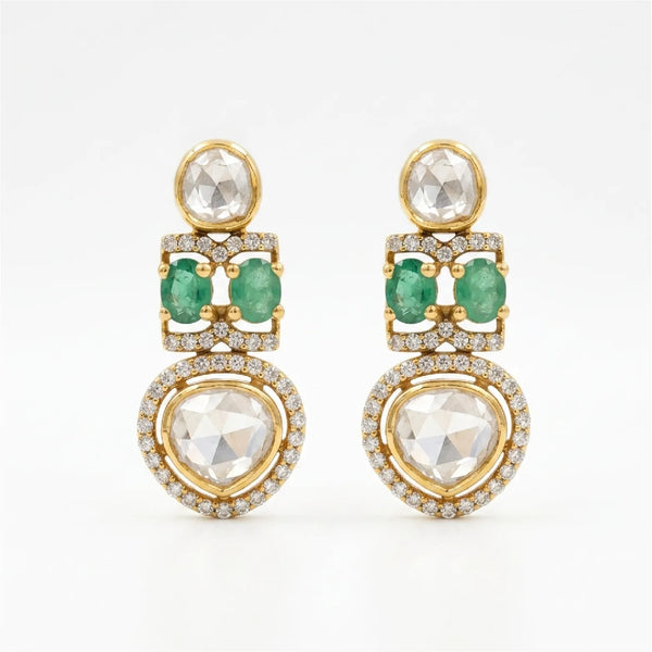 Emerald Halo Drop Earrings