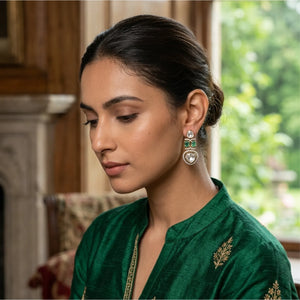 Emerald Halo Drop Earrings