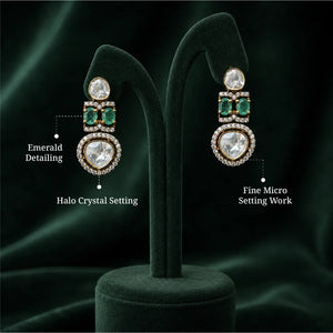 Emerald Halo Drop Earrings