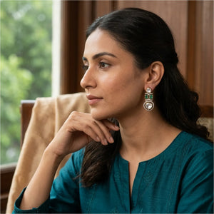 Emerald Halo Drop Earrings
