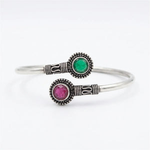 Emerald Ruby Twin Stone Bangle