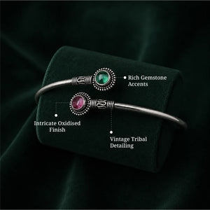 Emerald Ruby Twin Stone Bangle
