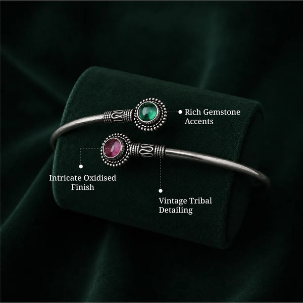 Emerald Ruby Twin Stone Bangle