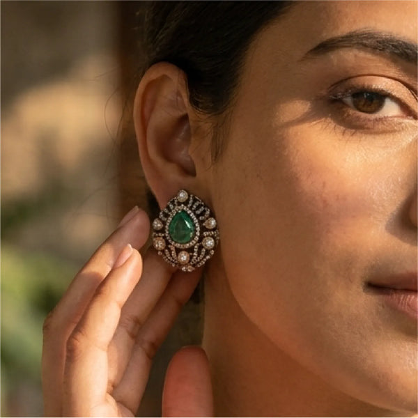 Emerald Studded Earrings