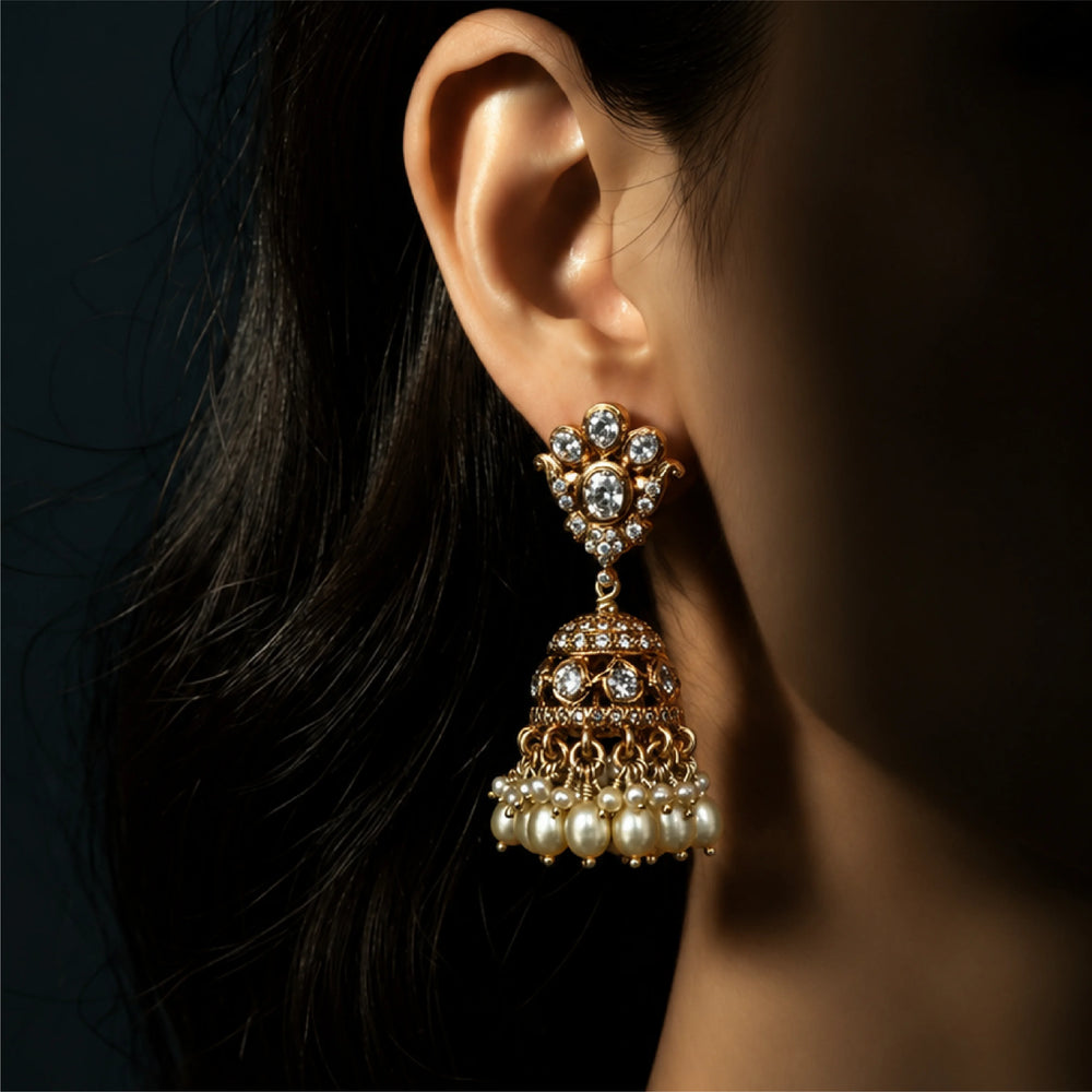 Pearl Crown Jhumka