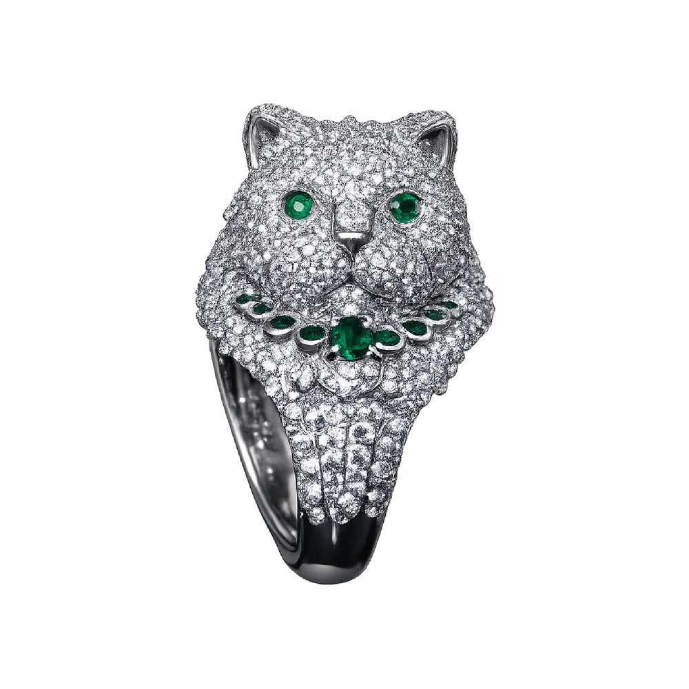 Silver Cat Head Ring