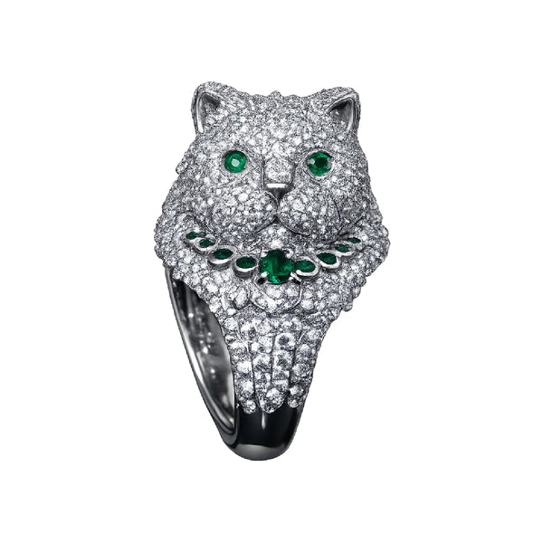 Silver Cat Head Ring